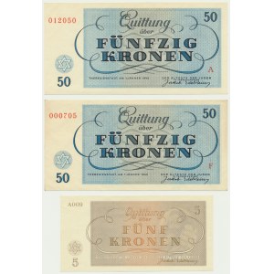 Czechoslovakia (Theresienstadt Ghetto), 5-50 Kronen 1943 (3 pcs.)