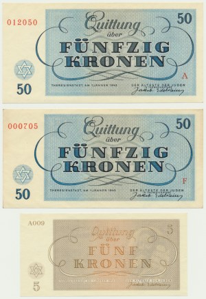 Czechoslovakia (Theresienstadt Ghetto), 5-50 Kronen 1943 (3 pcs.)
