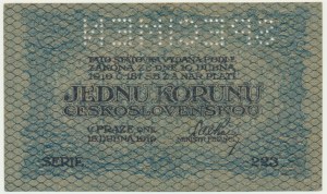 Czechoslovakia, 1 Koruna 1919 - SPECIMEN -
