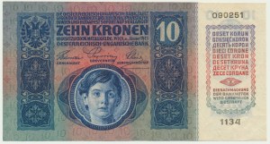 Czechoslovakia, 10 Haleřu on 10 Korun 1919 - perforated stamp