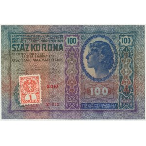 Czechoslovakia, 1 Koruna on 100 Korun 1919 - perforated stamp