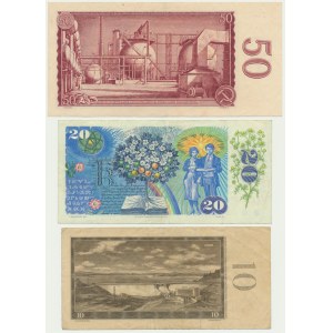 Czechoslovakia and Slovakia, set 10-50 Korun 1960-93 (3 pcs.)