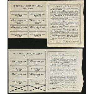 Przemysł i Eksport Leśny SA, 25 x 1.000 mkp 1921 i 50 x 1.000 1923 - zestaw 2 szt.