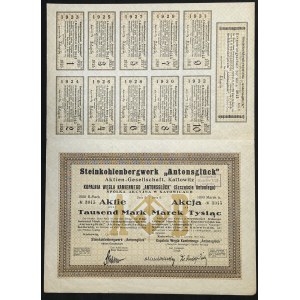 Kopalnia Węgla Kamiennego Antonsgluck (Szczęście Antoniego), 1.000 mkp 1923, Ser. B