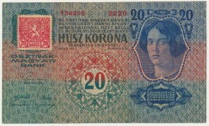 Czechoslovakia, 20 Haleru (1919) on 20 Korun 1913
