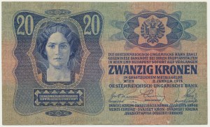 Czechoslovakia, 20 Haleru (1919) on 20 Korun 1913
