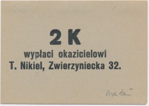 Kraków, Teofil Nikiel, 2 korony 1919 - blankiet - RZADKIE