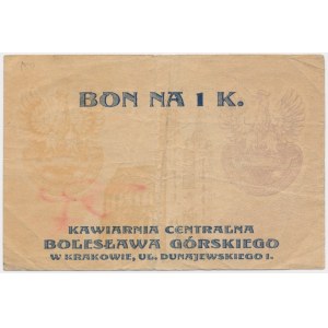 Kraków, Kawiarnia Centralna Bolesława Górskiego, 1 korona 1919