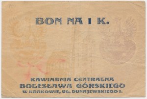 Krakow, Boleslaw Gorski Central Café, 1 crown 1919