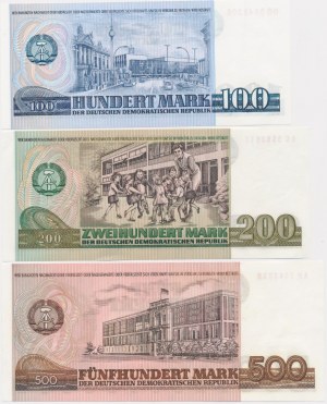 Germany, DDR, set 100-500 Mark 1975-85 (3 pcs.)