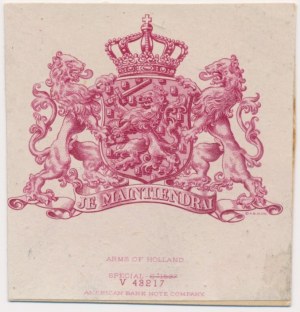Netherlands, American Bank Note Company, Arms of Netherlands 1943