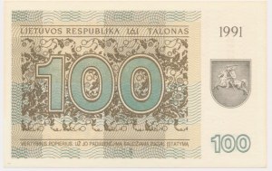 Lithuania, 100 Talonas 1991 - with text -