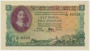 South Africa, 5 Pounds 1952 - Afrikaans - Englsih