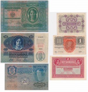 Austria, set 1-100 Kronen 1912-22 (6 pcs.)