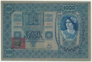 Czechoslovakia, 10 Korun (1919) on 1.000 Korun 1902