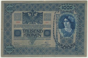 Czechoslovakia, 10 Korun (1919) on 1.000 Korun 1902