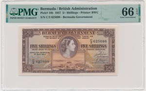 Bermuda, 5 Shillings 1957 - PMG 66 EPQ