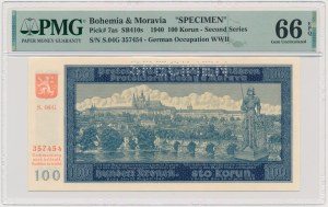 Bohemia and Moravia, 100 Korun 1940 - SPECIMEN - PMG 66 EPQ
