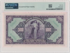 Bohemia and Moravia, 5,000 Korun 1943 - SPECIMEN - PMG 66 EPQ