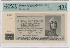 Bohemia and Moravia, 5,000 Korun 1944 - PMG 65 EPQ - RARE