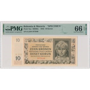 Bohemia and Moravia, 10 Korun 1942 - SPECIMEN - PMG 66 EPQ