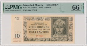 Bohemia and Moravia, 10 Korun 1942 - SPECIMEN - PMG 66 EPQ