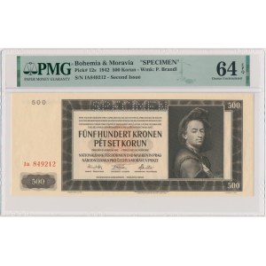 Bohemia and Moravia, 500 Korun 1942 - SPECIMEN - PMG 64 EPQ