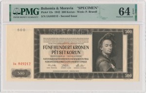 Bohemia and Moravia, 500 Korun 1942 - SPECIMEN - PMG 64 EPQ