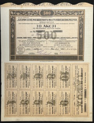 Zjednoczenie Polskich Fabryk Maszyn i Narzędzi Rolniczych S.A., 10 x 50 zloty 1921