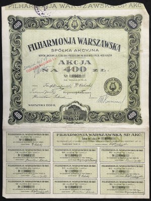 Filharmonia Warszawska S.A., 400 zł 1930