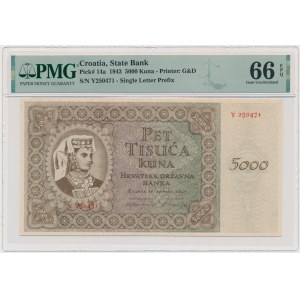 Croatia, 5.000 Kuna 1943 - PMG 66 EPQ