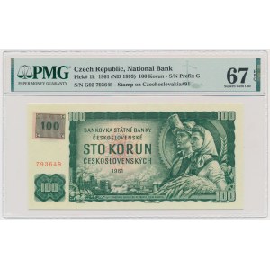 Czech Republic, 100 Korun 1961 (1993) - with stamp - PMG 67 EPQ