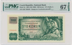 Czech Republic, 100 Korun 1961 (1993) - with stamp - PMG 67 EPQ
