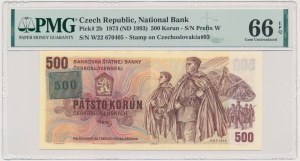 Czech Republic, 500 Korun 1993 (1973) - with stamp - PMG 66 EPQ