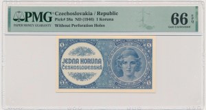 Czechoslovakia, 1 Koruna (1946) - PMG 66 EPQ