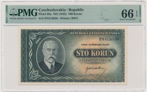 Czechoslovakia, 100 Korun (1945) - PMG 66 EPQ