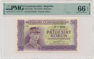 Czechoslovakia, 50 Korun (1945) - PMG 66 EPQ