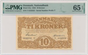 Danemark, 10 couronnes 1943 - PMG 65 EPQ