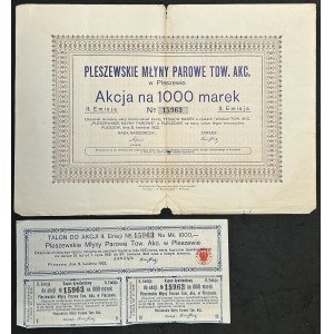 Pleszewskie Młyny Parowe S.A., 1.000 mkp, Emisja II, 8.04.1922