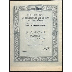 Polski Przemysł Aluminiowo-Brązowniczy S.A., 5 x 500 zł 1939