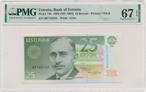 Estonia, 25 Krooni 1992 - PMG 67 EPQ