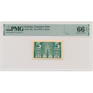 Estonia, 5 penni (1919) - PMG 66 EPQ