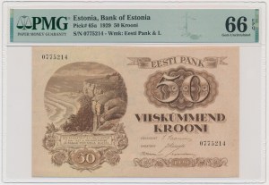 Estonie, 50 Koron 1929 - PMG 66 EPQ