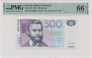 Estonia, 500 Krooni 2007 - PMG 66 EPQ