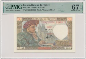 France, 50 Francs 1941 - PMG 67 EPQ