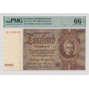 Germany, 1000 Reichsmark 1936 - A - PMG 66 EPQ