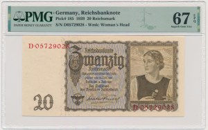 Allemagne, 20 reichsmark 1939 - PMG 67 EPQ