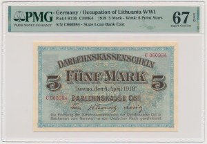Kaunas, 5 marques 1918 - C - PMG 67 EPQ