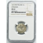 Sigismund III Vasa, Groschen Vilnius 1615 HW - RARE - NGC MS62