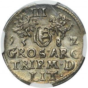 Stephen Bathory, 3 Groschen Vilnius 1582 - L/LIT - NGC MS61